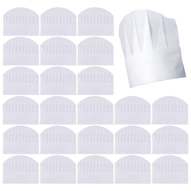 Aulufft Chef Hats 50 Pack Disposable 8 Inch Paper Chef Hats, White Chef Toques Caps for Home Kitchen, Baking and Party Favors - Image 1